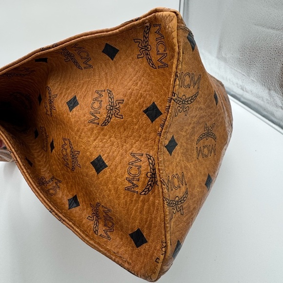MCM Vintage Visetos Monogram Cognac Large Shopper Tote Carryall Shoulder Bag EUC - Picture 5 of 17